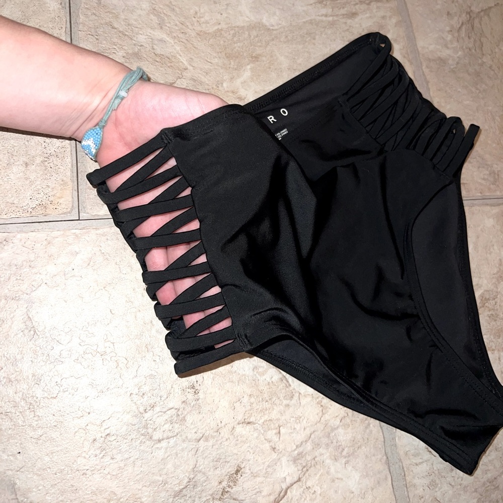 BLACK AERO HIGH WAISTED BIKINI BOTTOMS!